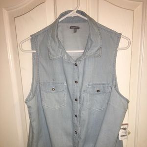 Denim button down tank top